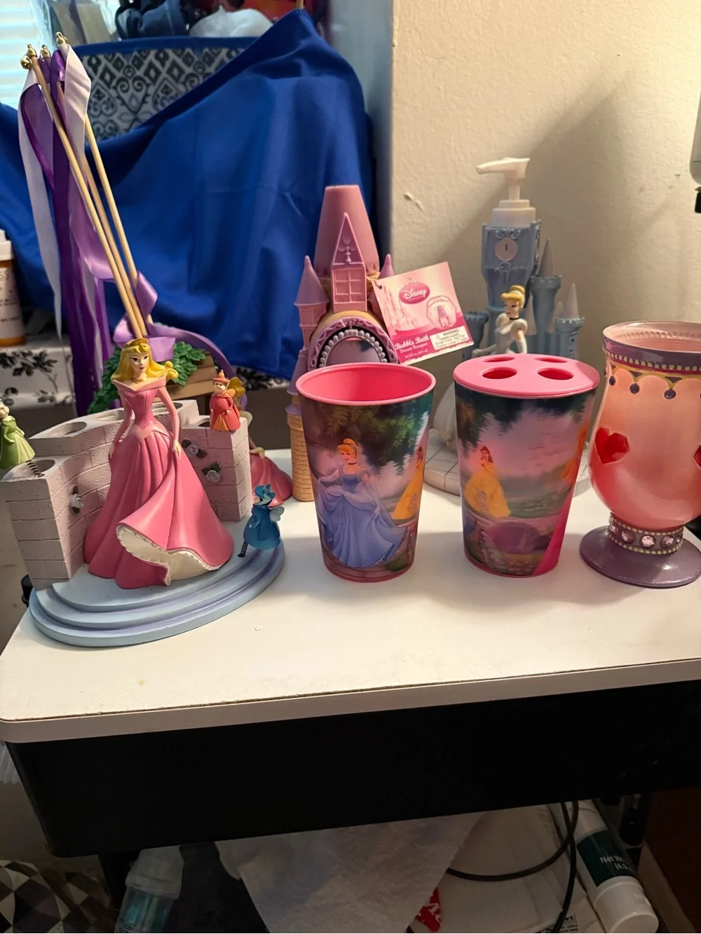 Disney Princess Pink Bath Cup Set with Heart Tumbler